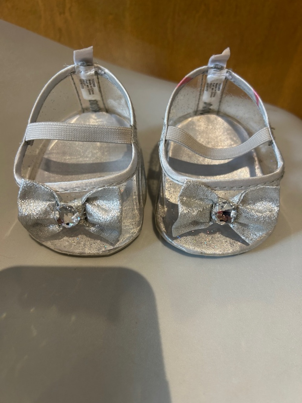Build-A-Bear Silver Bow Mary Jane Doll Shoes